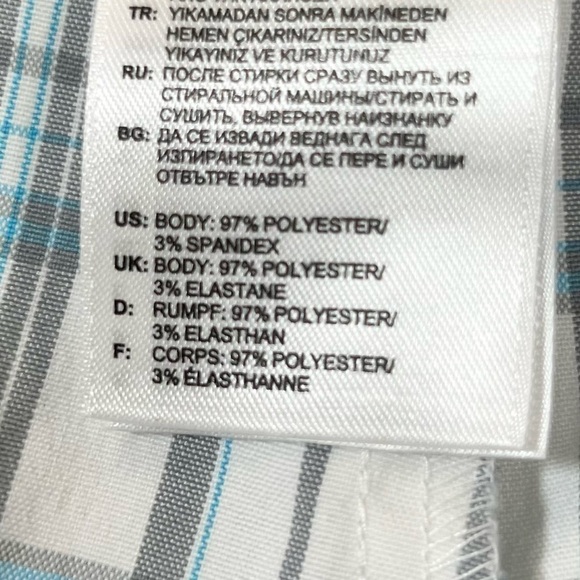 ADIDAS Men’s Flat Front Shorts Blue Gray Plaid Casual Size 35‎ Athleisure Golf - Picture 10 of 14